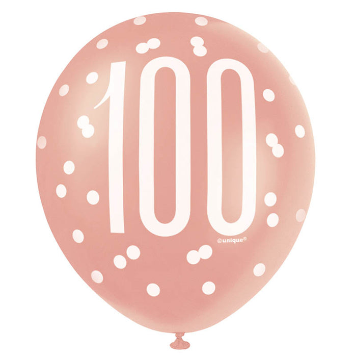 Latexballon Ø30cm HB Glitz 6Stk./30cmØ Rosegold #100