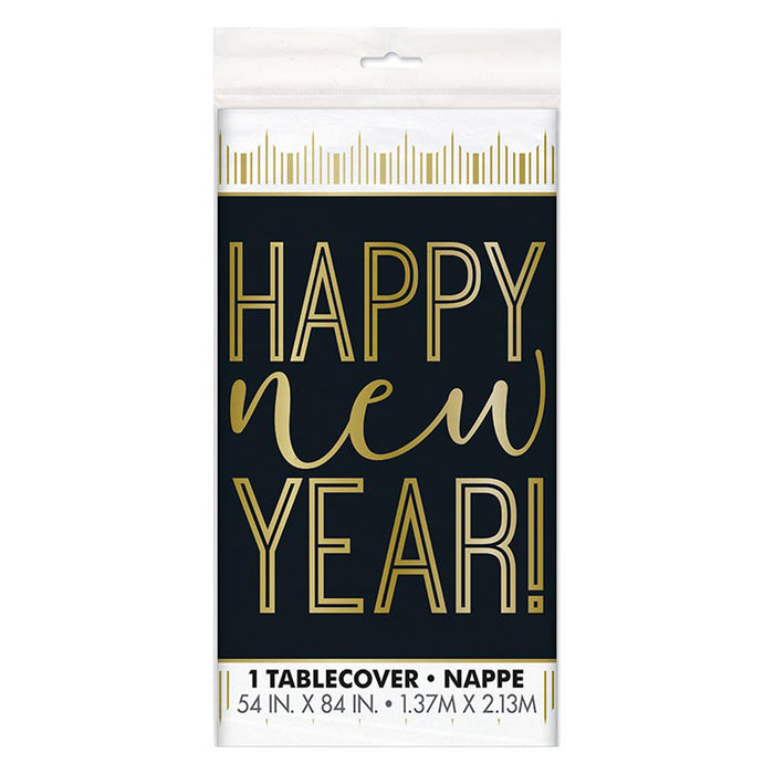 Tischdecke PVC Streifen Happy New Year 137x274cm
