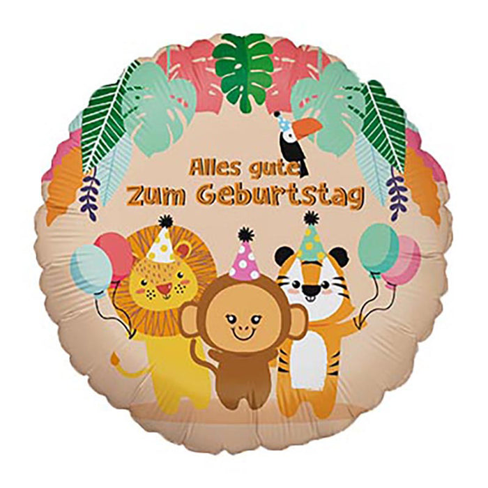 ABC18 Folienballon "Alles Gute zum Geburtstag tropische Tiere" | Ø 46 cm