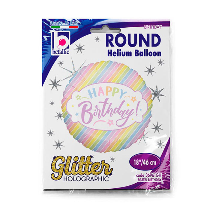 ABC18 Folienballon "Happy Birthday Pastell Glitter" | Ø 46 cm