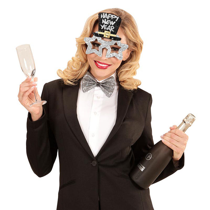 Brille Happy New Year Silber