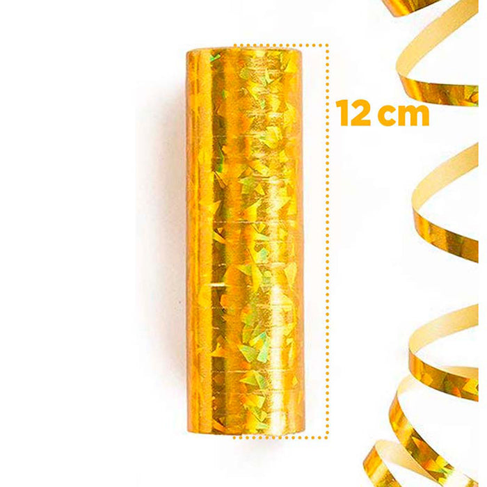 Luftschlangen "Holografisch" 4m / 5 Rollen | Gold/Silber