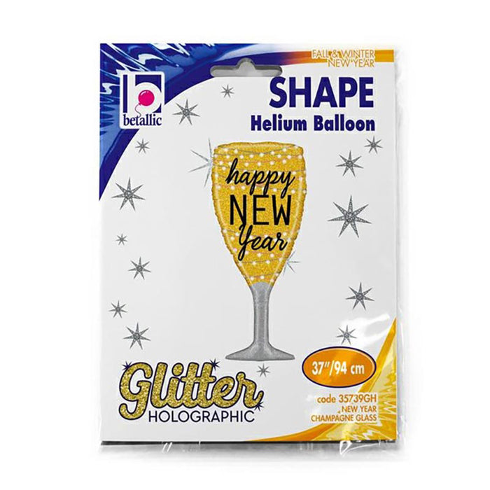Shape Folienballon "Happy New Year" Champagner | 94 cm