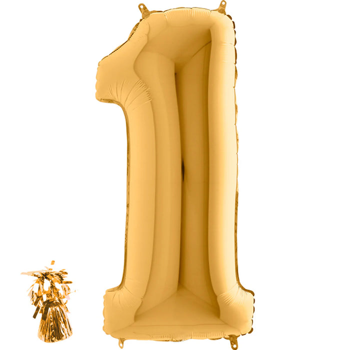Befüllte Riesenzahl zur Filialabholung 102 cm - Gold
