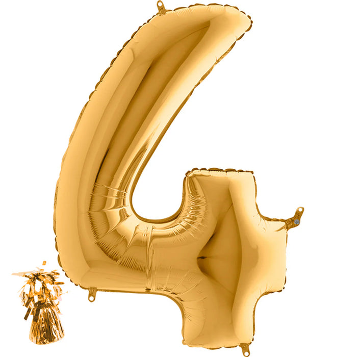 Befüllte Riesenzahl zur Filialabholung 102 cm - Gold