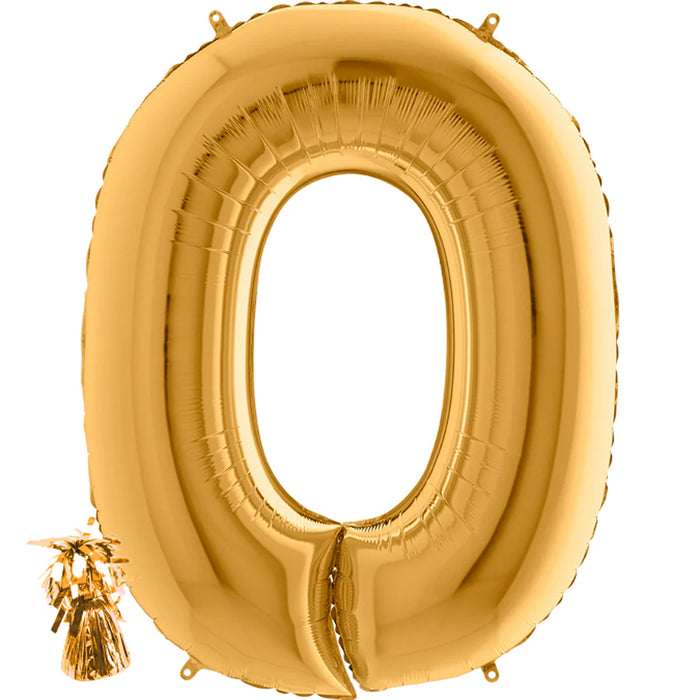 Befüllte Riesenzahl zur Filialabholung 102 cm - Gold