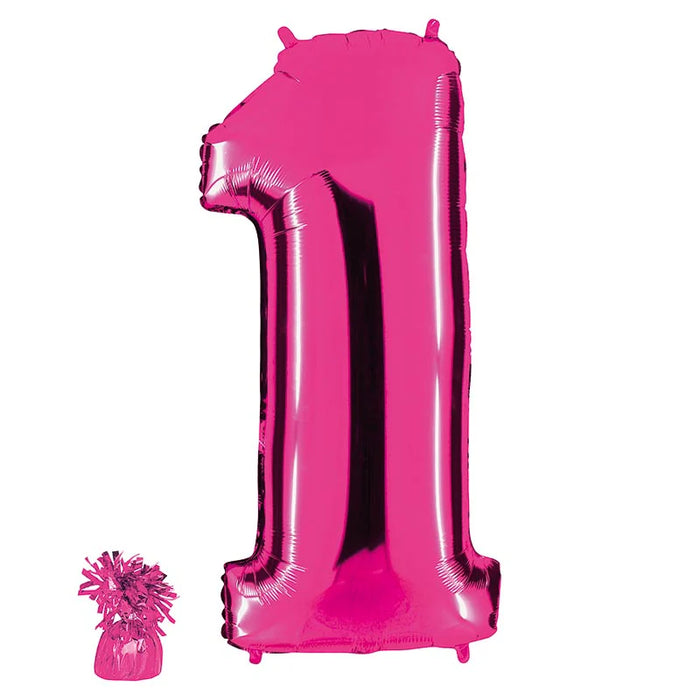 Befüllte Riesenzahl zur Filialabholung 102 cm - Pink
