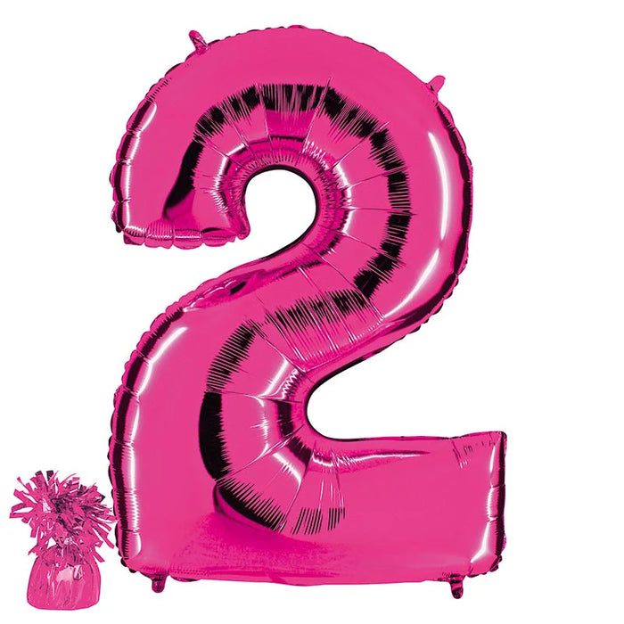 Befüllte Riesenzahl zur Filialabholung 102 cm - Pink