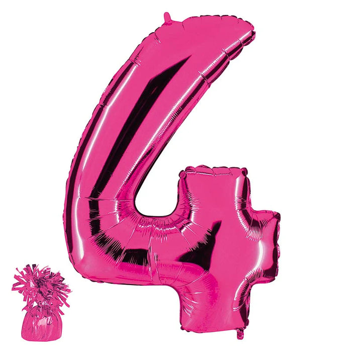 Befüllte Riesenzahl zur Filialabholung 102 cm - Pink