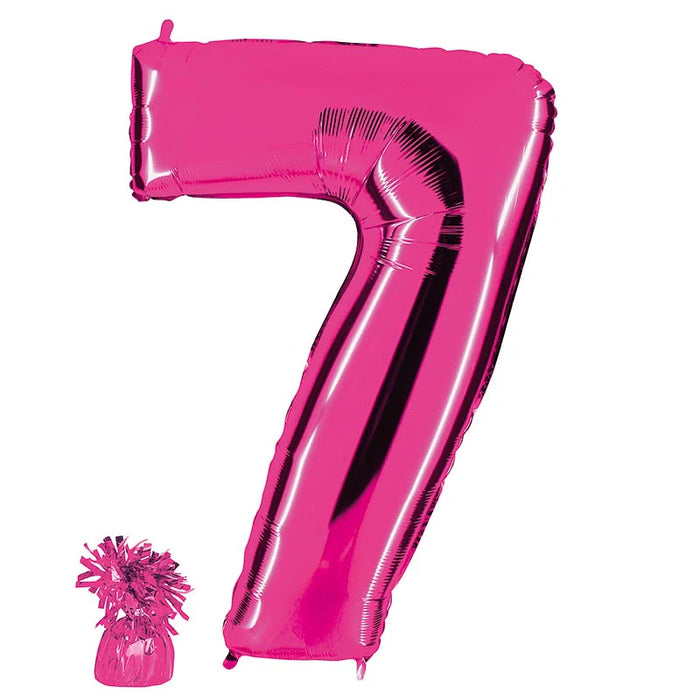 Befüllte Riesenzahl zur Filialabholung 102 cm - Pink