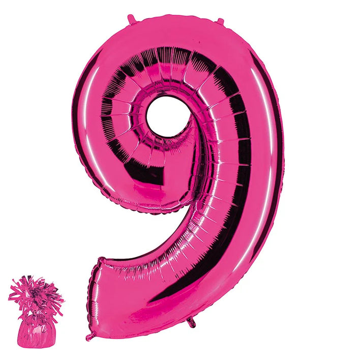 Befüllte Riesenzahl zur Filialabholung 102 cm - Pink