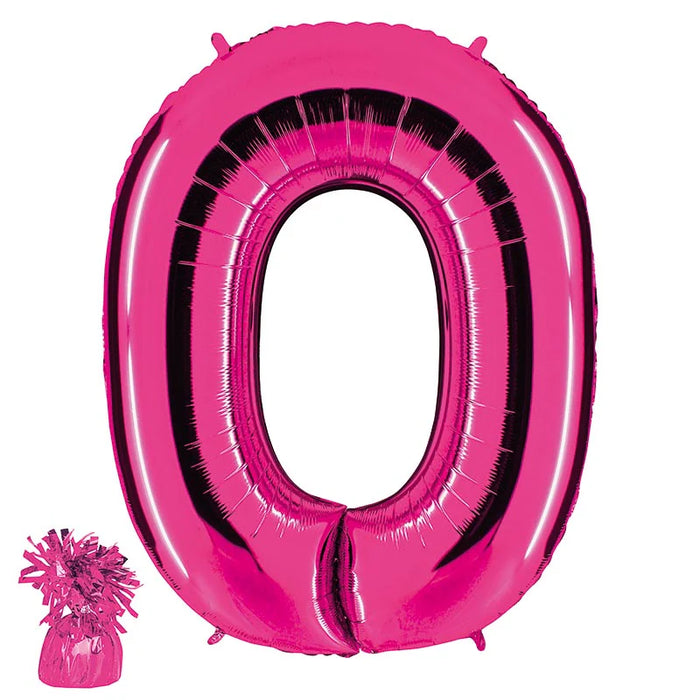 Befüllte Riesenzahl zur Filialabholung 102 cm - Pink