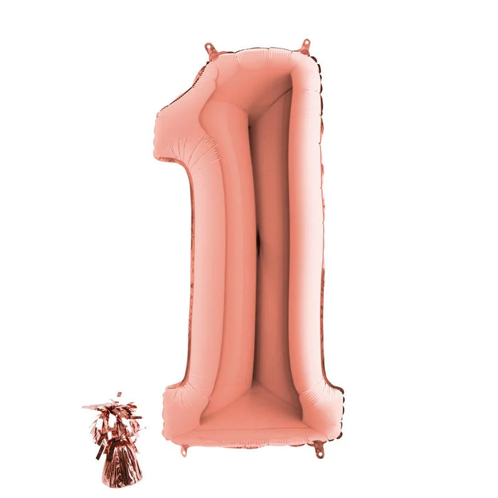 Befüllte Riesenzahl zur Filialabholung 102 cm - Roségold