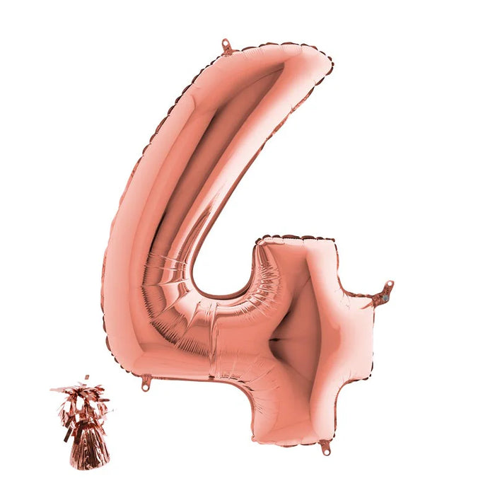 Befüllte Riesenzahl zur Filialabholung 102 cm - Roségold