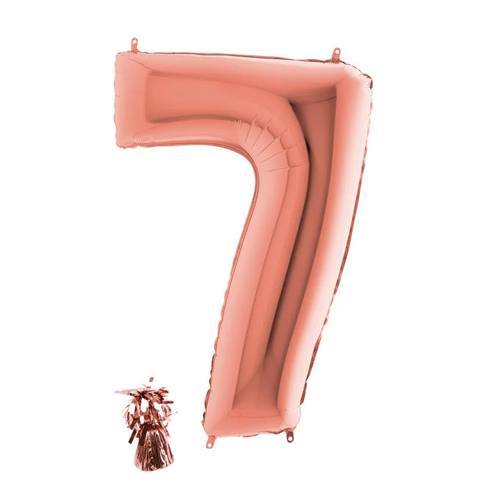 Befüllte Riesenzahl zur Filialabholung 102 cm - Roségold