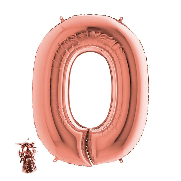 Befüllte Riesenzahl zur Filialabholung 102 cm - Roségold