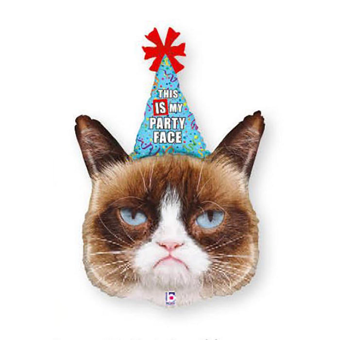 36" Shape Folienballon "Grumpy Cat Party Face" | 91 cm
