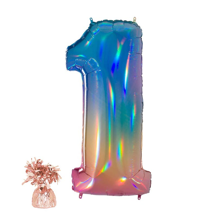 Befüllte Riesenzahl zur Filialabholung 102 cm - Regenbogen