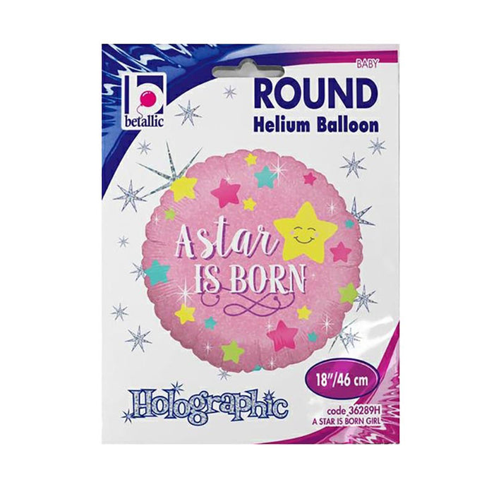 ABC18 Folienballon "A Star is Born Girl Holo" | Ø 46 cm