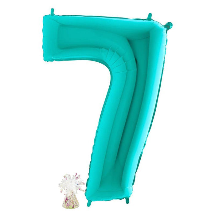Befüllte Riesenzahl zur Filialabholung 102 cm - Türkis