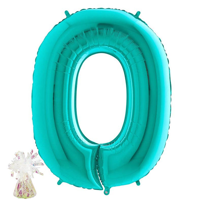 Befüllte Riesenzahl zur Filialabholung 102 cm - Türkis