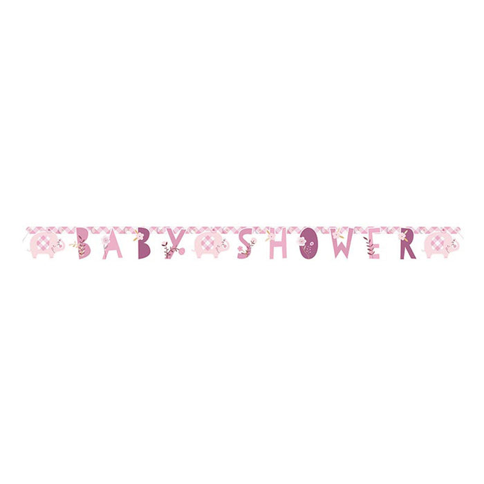 Elefant Floral Buchstabengirlande 160 cm | Pink