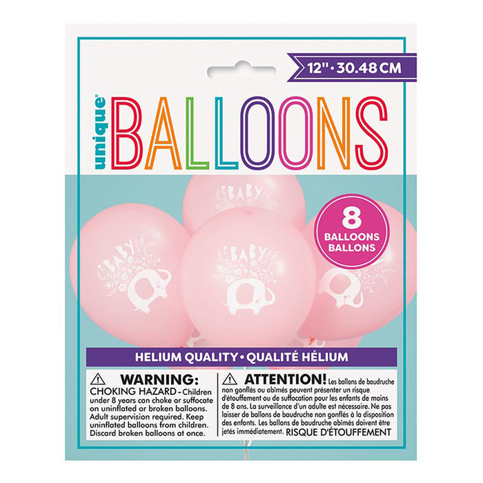 Elefant Floral Luftballon Ø30cm 8Stk./30cm | Pink
