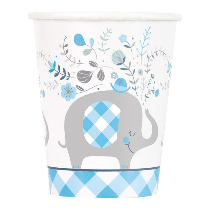 Pappbecher Elefant Floral Blau 266ml/8Stk.