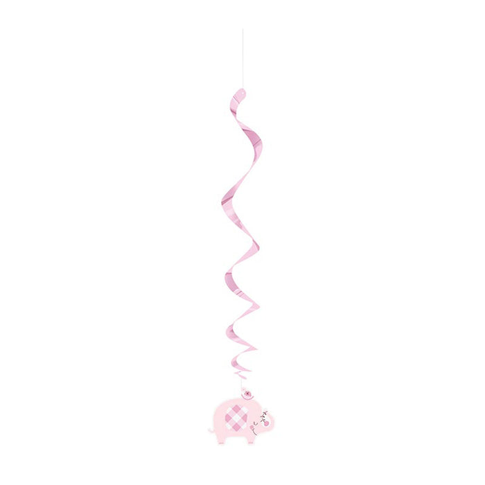 Elefant Floral Swirldeko 66cm/3 Stück | Pink