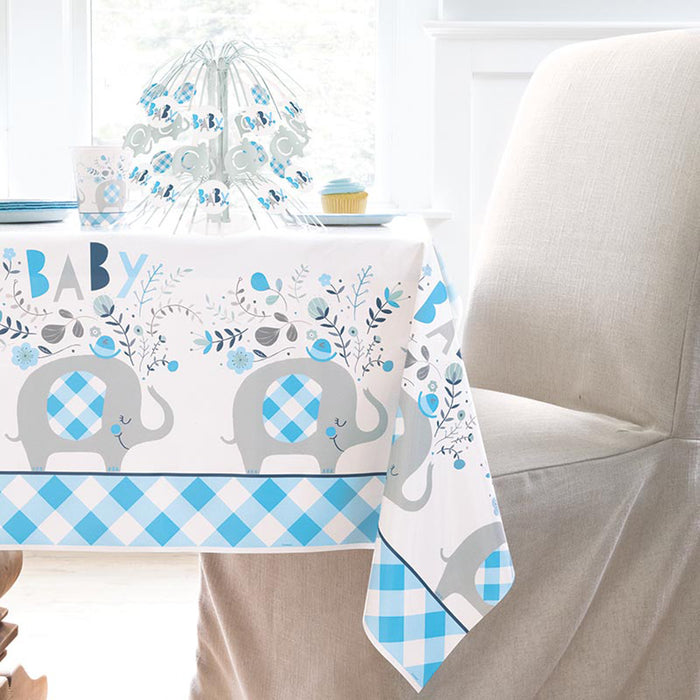 Tischdecke PVC Elefant Floral Blau ca.137x213cm