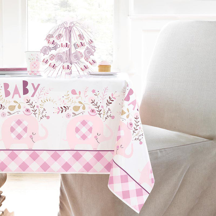 Tischdecke PVC Elefant Floral Pink ca.137x213cm
