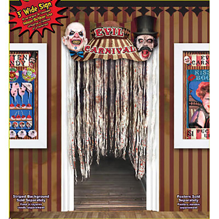 Türvorhang Horror Zirkus  120 cm breit  Gruselige Halloween Deko für Türen & Eingänge