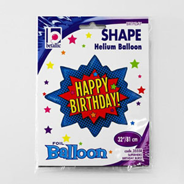 Shape Folienballon "Happy Birthday Superheld" | 81 cm
