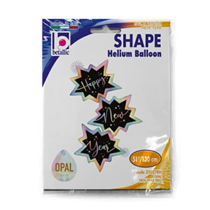 Shape Folienballon "Happy New Year" Trio | 130 cm