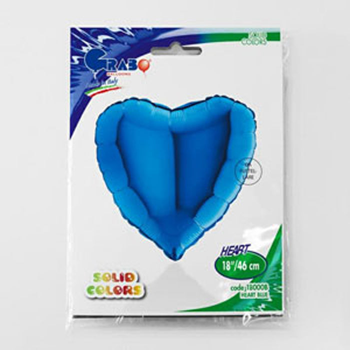 ABC18 Herz Folienballon Uni | Ø 46 cm Blau