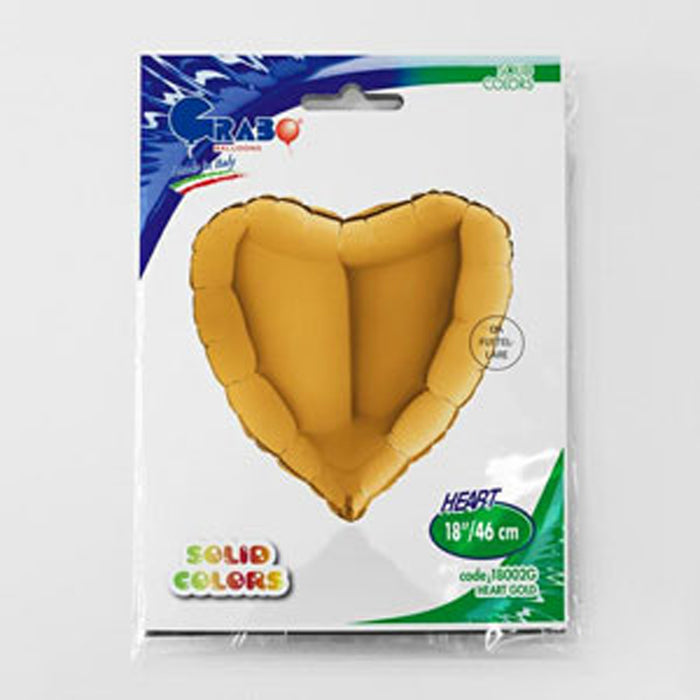 ABC18 Herz Folienballon Uni | Ø 46 cm Gold
