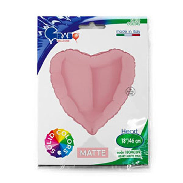ABC18 Herz Folienballon Uni | Ø 46 cm Matte Satin Pink