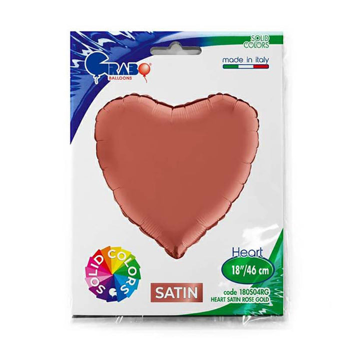 ABC18 Herz Folienballon Uni | Ø 46 cm Satin Rose Gold