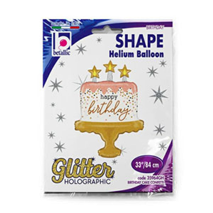 Shape Folienballon "Birthday Cake" Confetti Glitter | 84 cm