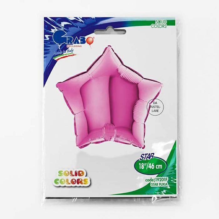 ABC18 Stern Folienballon Uni | Ø 46 cm Fuchsia
