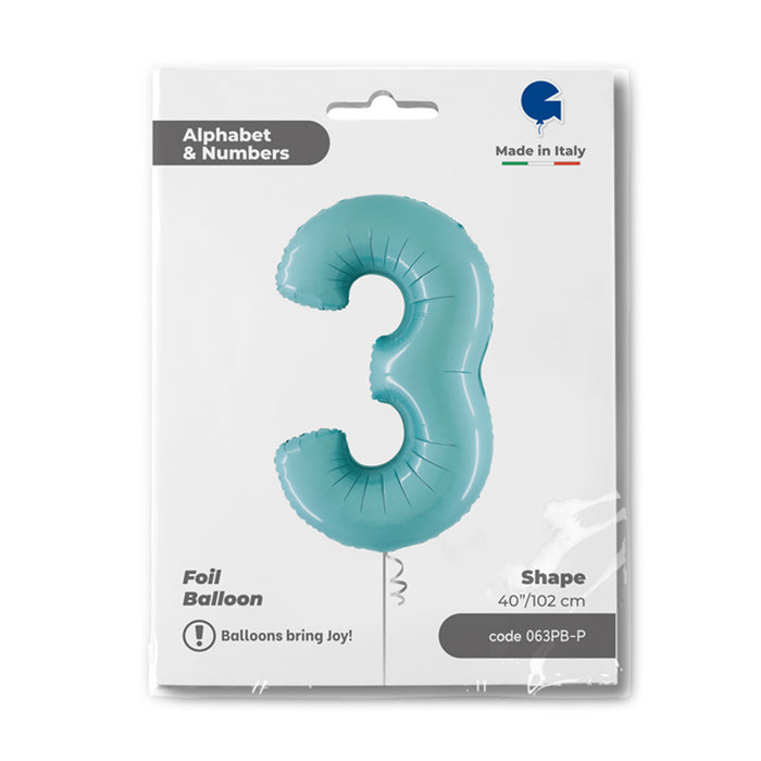 Riesenzahl Folienballon 40"/102cm | Pastel Blue #3