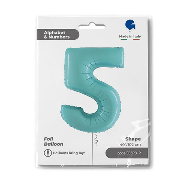 Riesenzahl Folienballon 40"/102cm | Pastel Blue #5