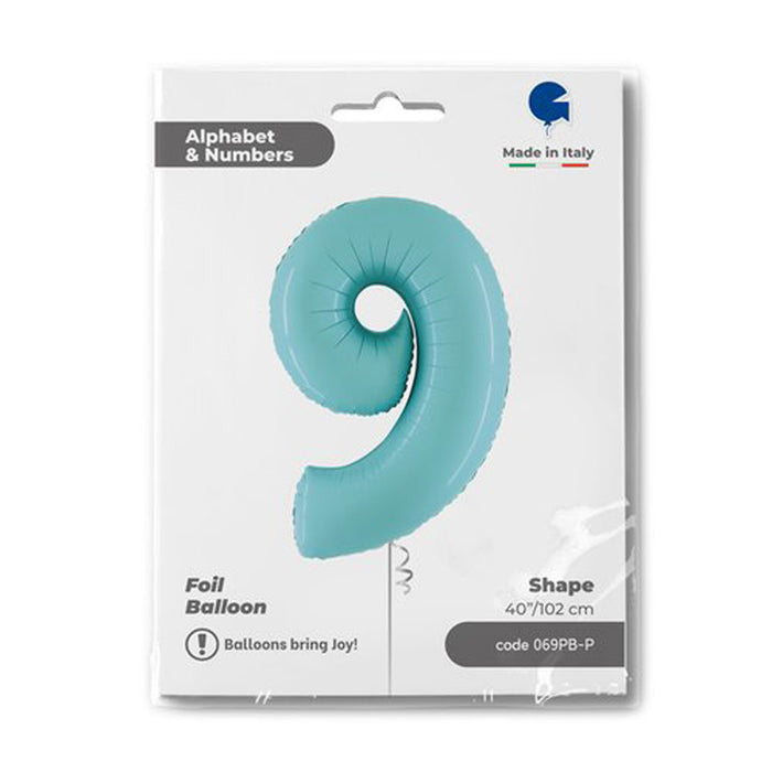 Riesenzahl Folienballon 40"/102cm | Pastel Blue #9
