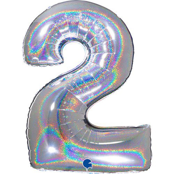 Riesenzahl Folienballon 40"/102cm | Holo Silber