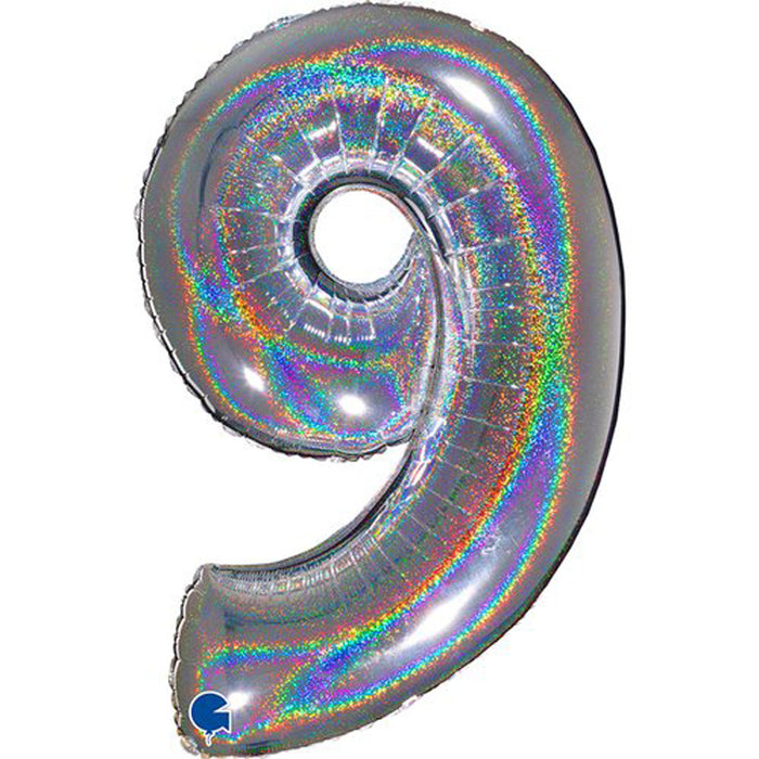 Riesenzahl Folienballon 40"/102cm | Holo Silber