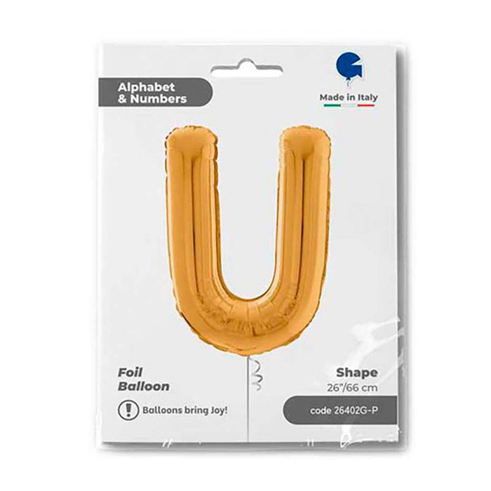 Riesenbuchstabe Folienballon 26"/66cm | Gold #U