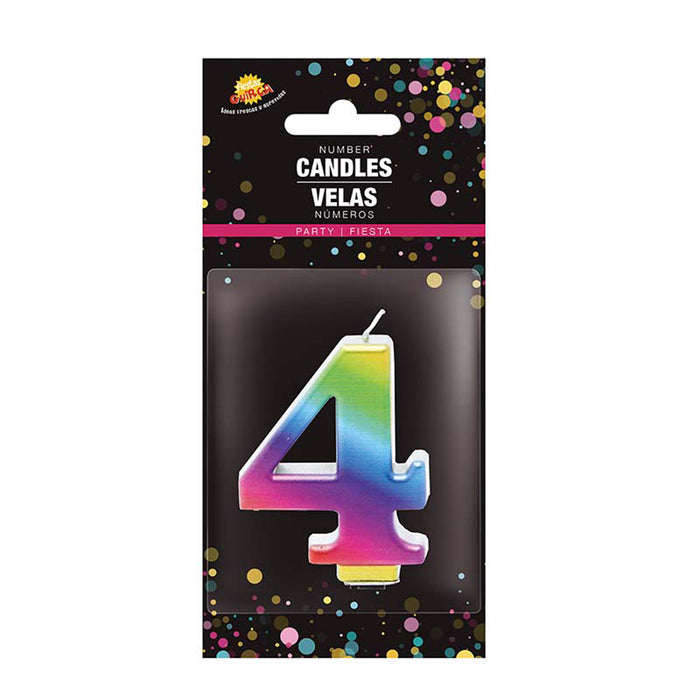 Kerzenzahl 4 Regenbogen