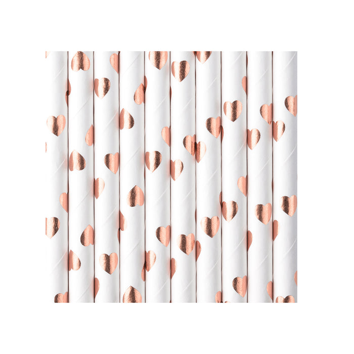 Strohhalm Papier Stripes 10Stk./195mm Rosegold