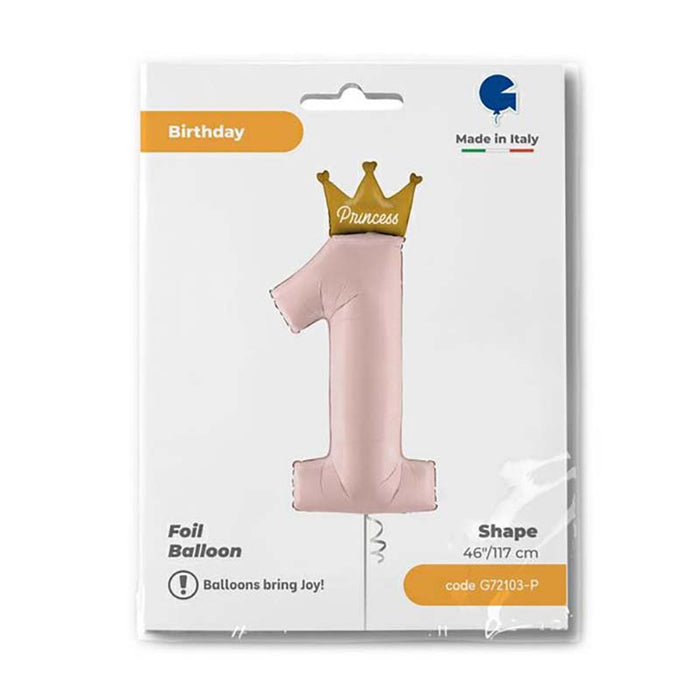 Riesenzahl Folienballon 46"/117cm | 1st Birthday Princess #1