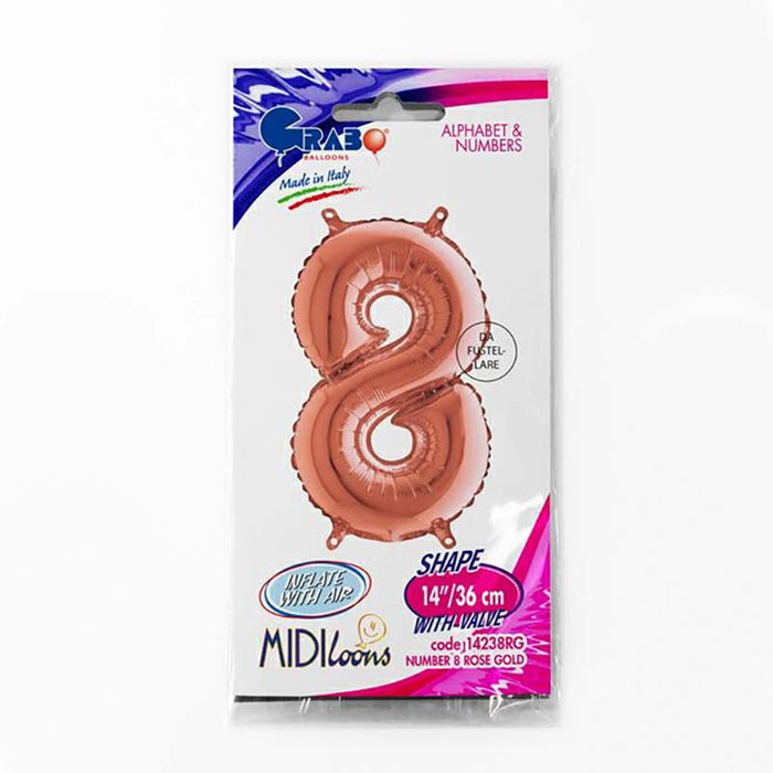 ABC Mini Zahlen Folienballon 14"/36cm | Rosegold #8